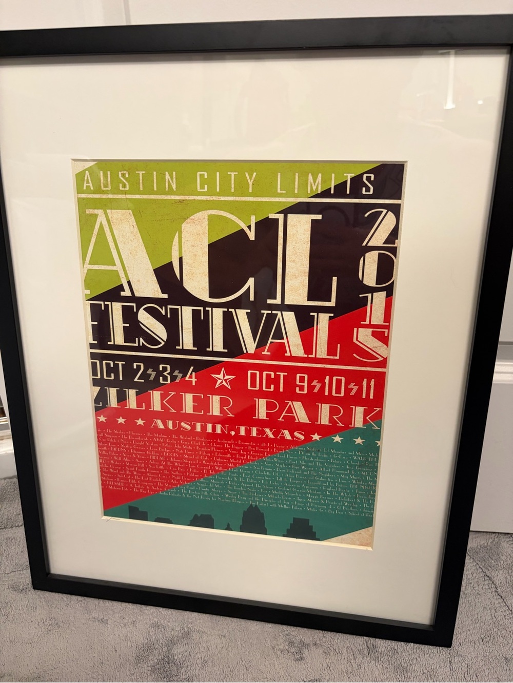 Austin City Limits Music Festival 2015 Zilker Park Poster Not Reproduction Frame